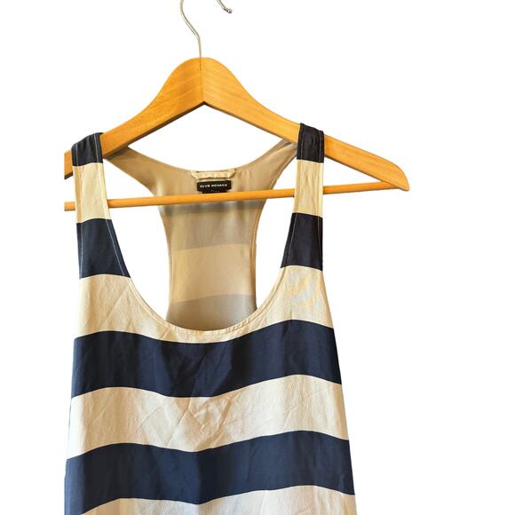 Club Monaco | 100% Silk Blue + Grey Striped Tank Dress | Size 0 - Picture 2 of 5